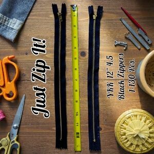 NWOT YKK Black Jean Brass Metal 12" 4.5 Closed End ZIPPER(S) BUY 1-130 (10 Pack)